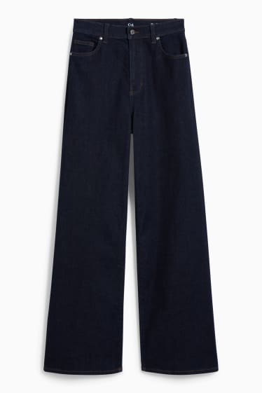 Dames - Wide leg jeans - high waist - jeansdonkerblauw
