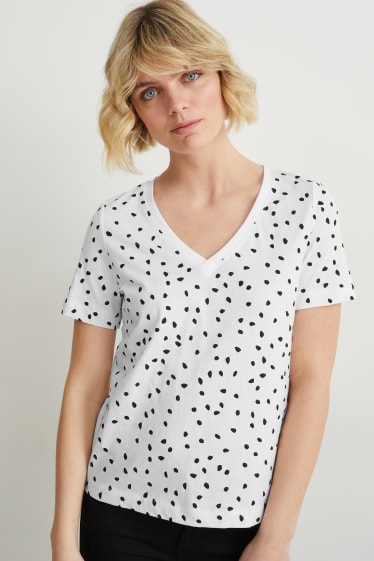 Kobiety - T-shirt basic - ze wzorem - kremowobiały