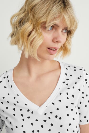 Kobiety - T-shirt basic - ze wzorem - kremowobiały