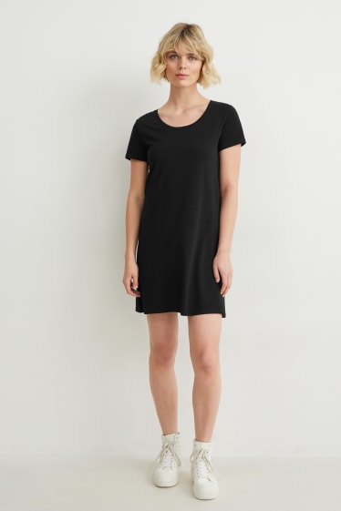 Mujer - Vestido básico estilo camiseta - negro