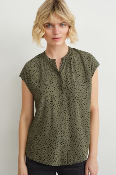 Damen - Bluse - gepunktet - khaki