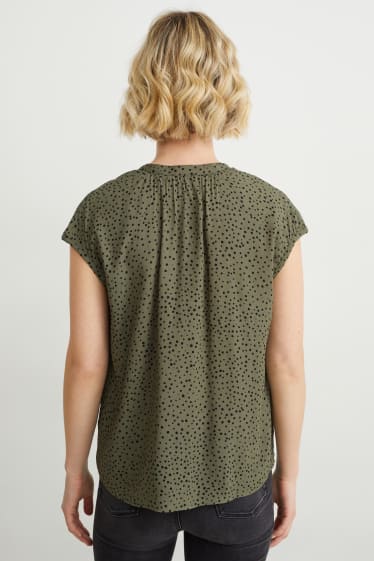 Mujer - Blusa - de lunares - caqui