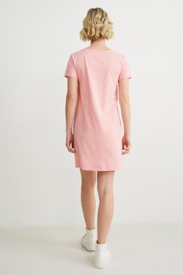 Damen - Basic-T-Shirt-Kleid - rosa