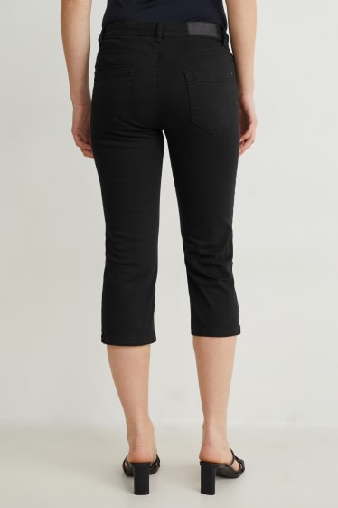 Women - Capri trousers - mid-rise waist - regular fit - black