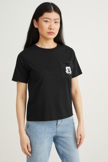 Damen - T-Shirt - Micky Maus - schwarz