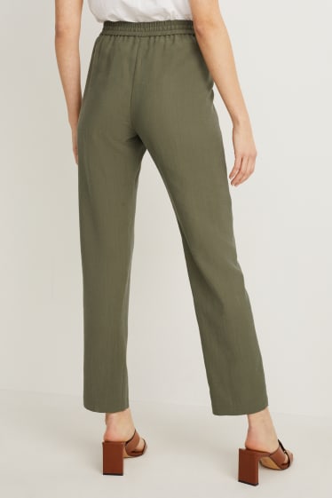 Damen - Stoffhose - High Waist - Relaxed Fit - grün