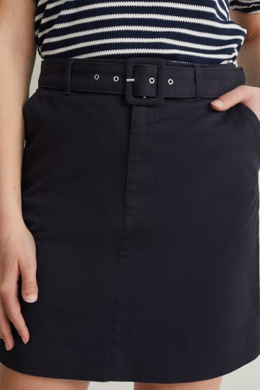 Women - Skirt with belt - dark blue