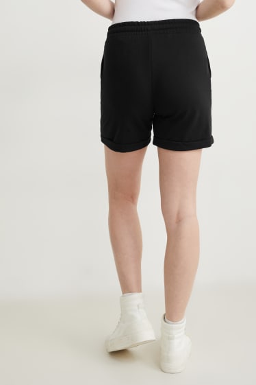 Dona - Pantalons curts de xandall bàsics - negre