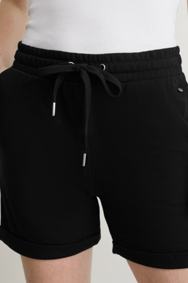 Dona - Pantalons curts de xandall bàsics - negre