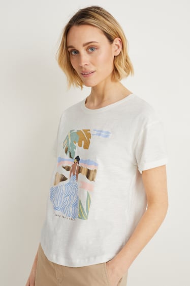 Femmes - T-shirt - blanc crème