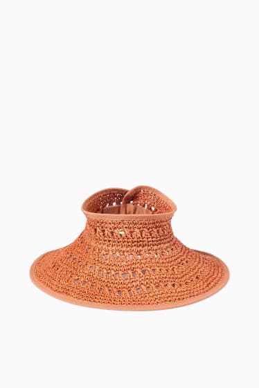 Women - Straw sun visor - dark orange