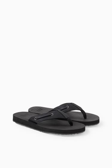 Men - Thong sandals - faux leather - black