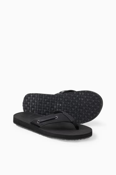 Men - Thong sandals - faux leather - black