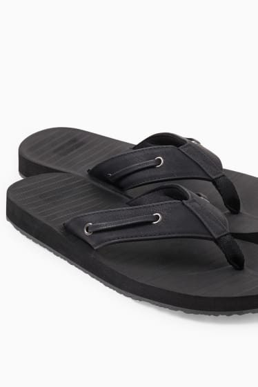 Men - Thong sandals - faux leather - black