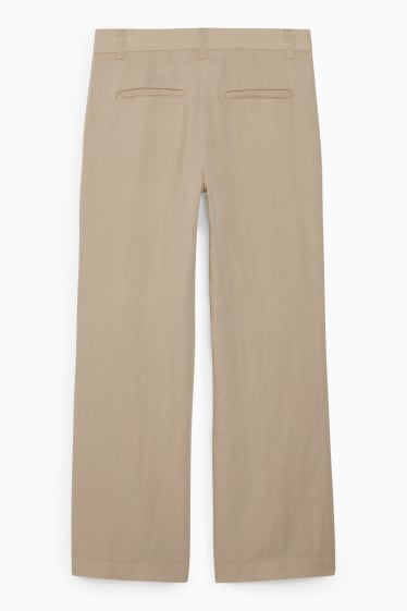 Femmes - Pantalon de toile - mid waist - wide leg - lin mélangé - beige