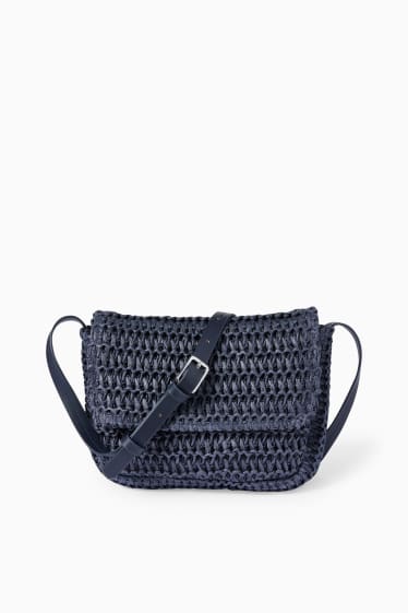 Mujer - Bolso bandolera de paja - azul oscuro