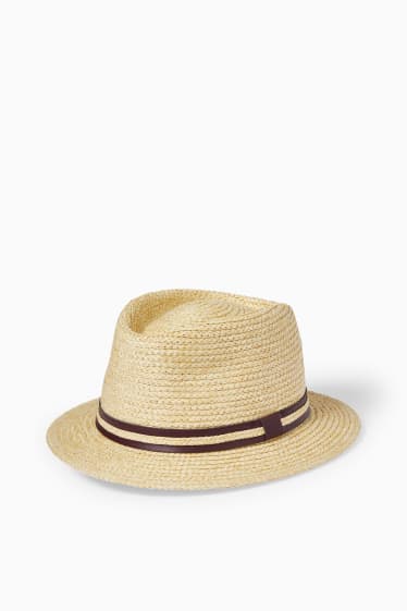 Hommes - Chapeau de paille - beige