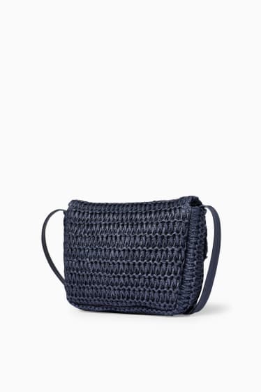 Mujer - Bolso bandolera de paja - azul oscuro