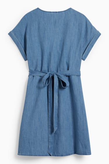 Kobiety - Dżinsowa sukienka kopertowa - dżins-jasnoniebieski