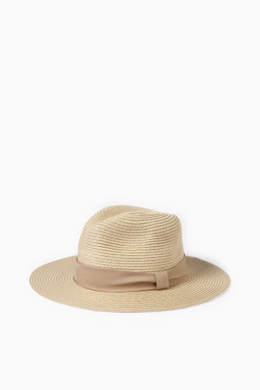 Damen - Strohhut - hellbeige