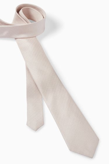 Hommes - Cravate en soie  - beige