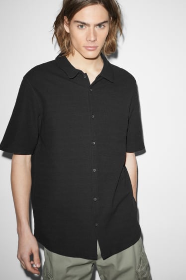 Men - Shirt - relaxed fit - kent collar - black