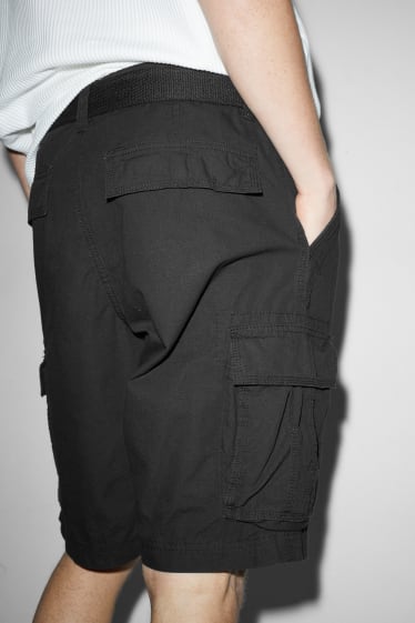 Uomo - Shorts cargo con cintura - nero