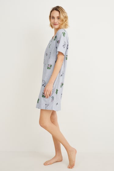 Women - Nightshirt - floral - Bambi - light gray-melange