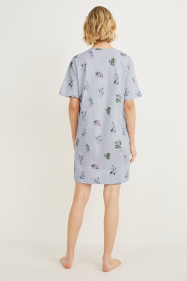 Femmes - Haut long - à fleurs - Bambi - gris clair chiné