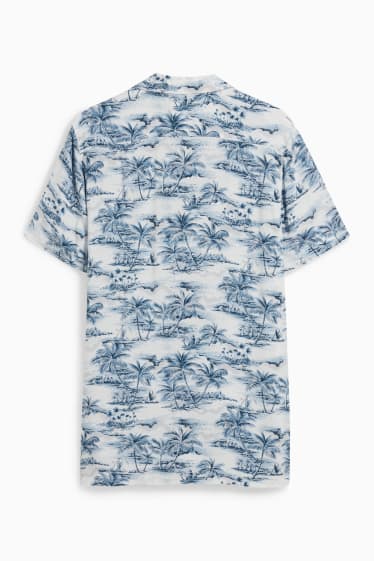 Men - Shirt - slim fit - lapel collar - white / light blue