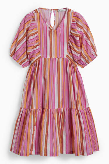 Bambine - Vestito - a righe - fucsia
