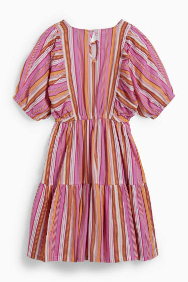 Bambine - Vestito - a righe - fucsia