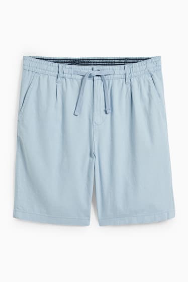 Uomo - Shorts - misto lino - azzurro