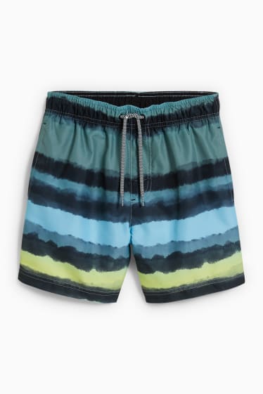 Kinder Buben - Badeshorts - gestreift - grün