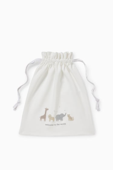 Bébés - Ensemble nouveau-né avec sac de cadeaux - 7 pièces - blanc