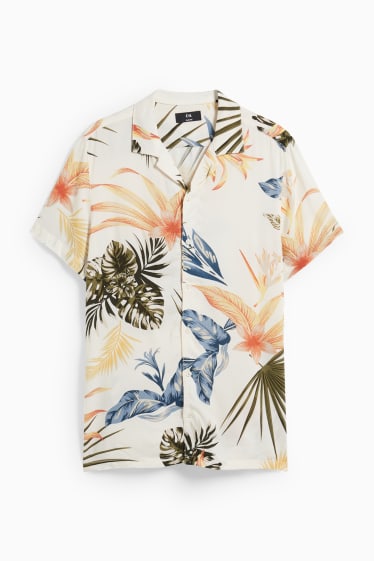Hommes - Chemise - slim fit - col à revers - blanc crème