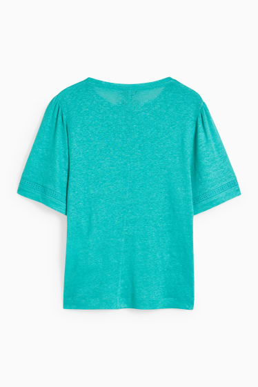Damen - Leinen-T-Shirt - hellgrün