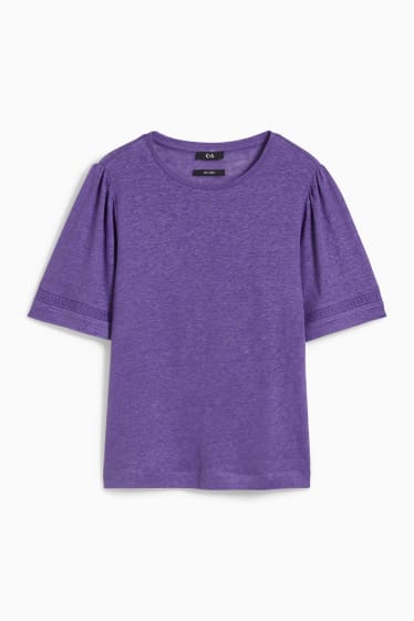 Damen - Leinen-T-Shirt - lila