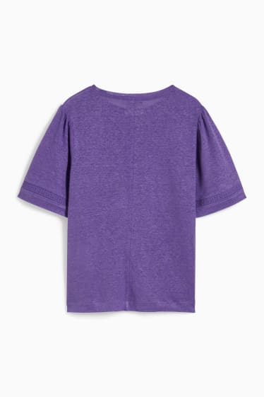 Damen - Leinen-T-Shirt - lila