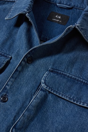 Pánské - Džínová košile - relaxed fit - kent - džíny - světle modré