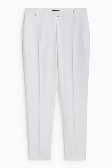 Women - Business trousers - mid-rise waist - regular fit - white