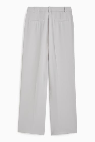 Damen - Business-Hose - High Waist - Wide Leg - hellgrau