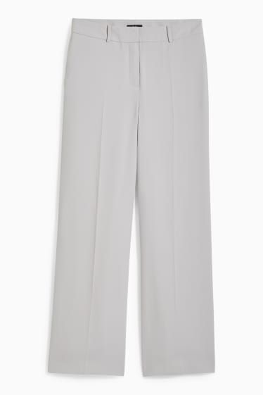 Women - Business trousers - high waist - wide leg - light gray