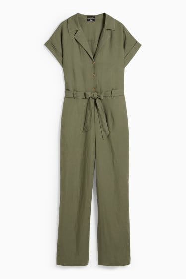 Dames - Jumpsuit - linnenmix - groen