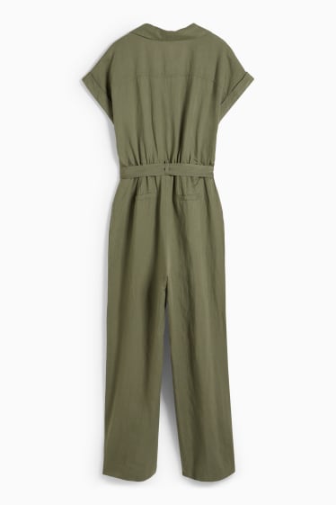 Dames - Jumpsuit - linnenmix - groen