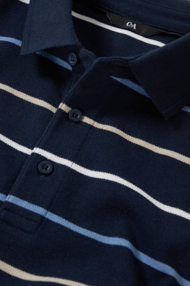 Herren - Poloshirt - gestreift - dunkelblau
