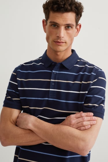 Herren - Poloshirt - gestreift - dunkelblau