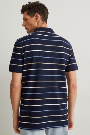 Herren - Poloshirt - gestreift - dunkelblau