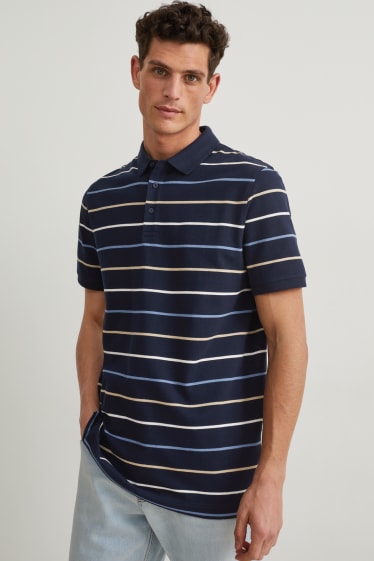 Herren - Poloshirt - gestreift - dunkelblau