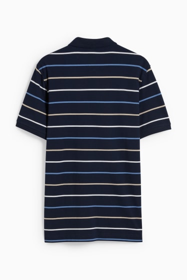 Herren - Poloshirt - gestreift - dunkelblau